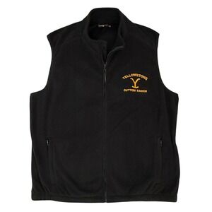 Yellowstone Vest Mens Extra Large Black Dutton Ranch Fleece Full Zip Sleeveless
